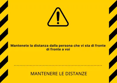Stile semplice e pulito per la combinazione di icone e testo in giallo e nero Avvertenze di distanza
