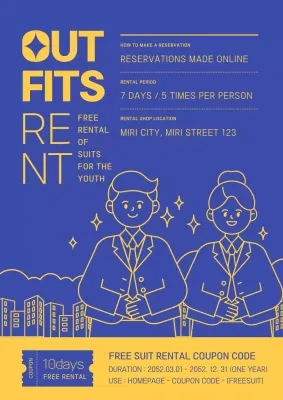 Blue Modern Suit Rental Promotion Poster