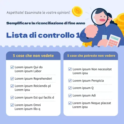 Simpatica lista di controllo fiscale di fine anno illustrata in blu