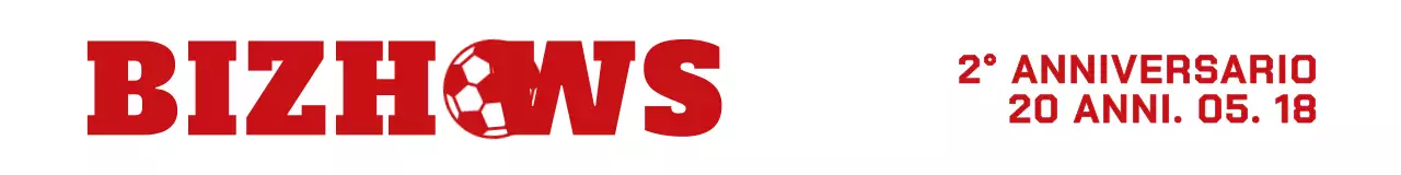 Logo e scritte semplici e pulite in rosso e bianco per la celebrazione del secondo anniversario di un club.