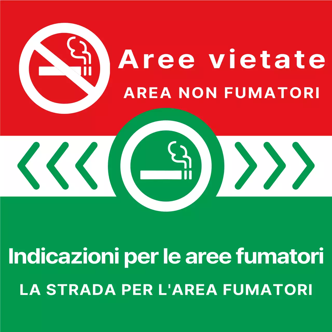 Icona di sigaretta semplice e pulita e combinazione di testo in verde e rosso Stile di layout Direzioni