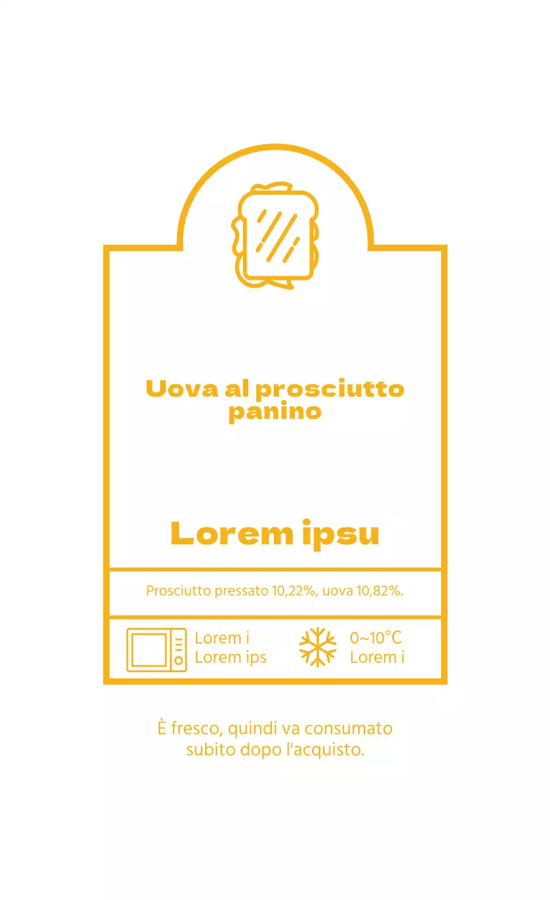 Etichetta illustrata gialla per panini