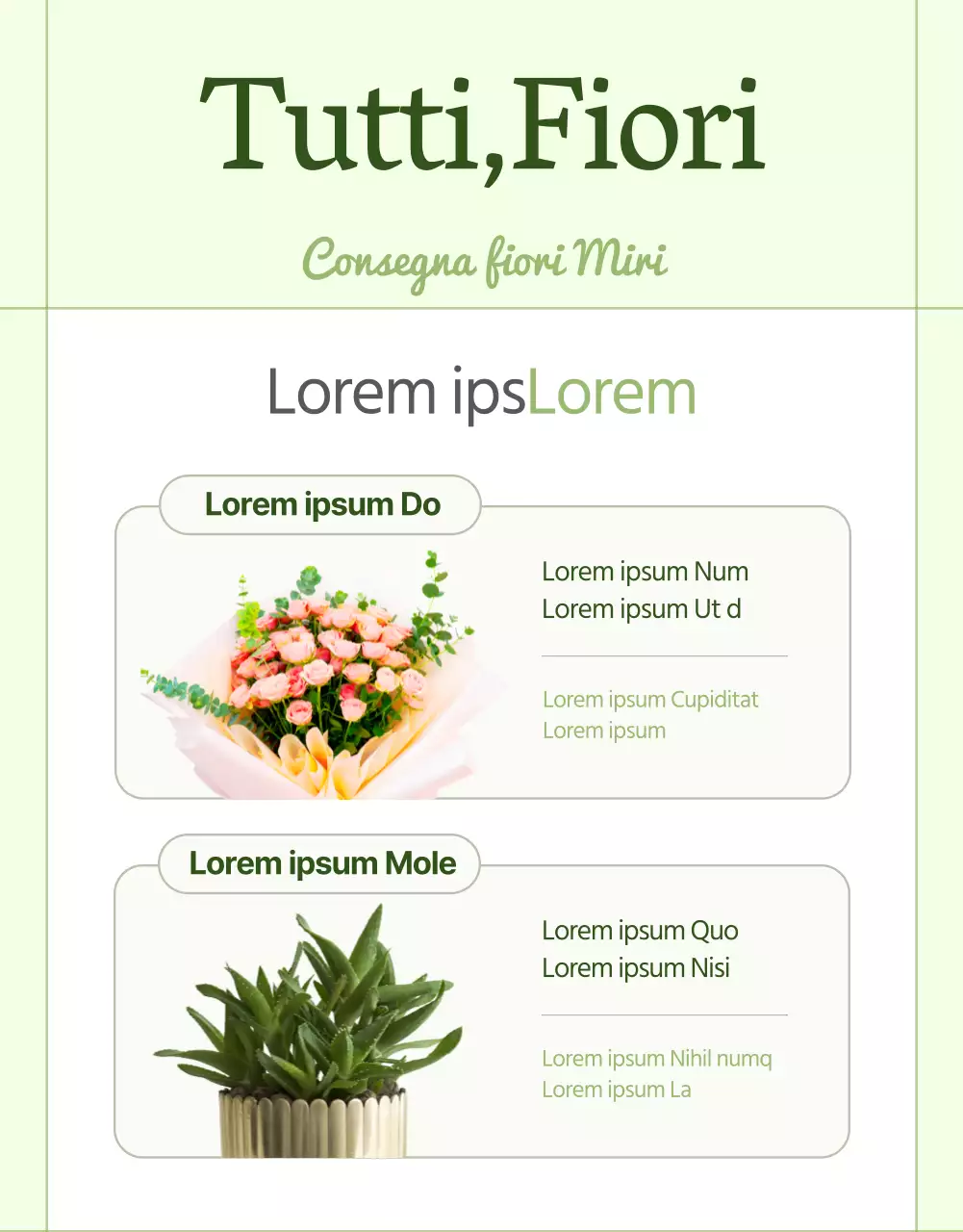 Vi presentiamo un servizio di consegna di fiori di lusso di colore verde e rosa.