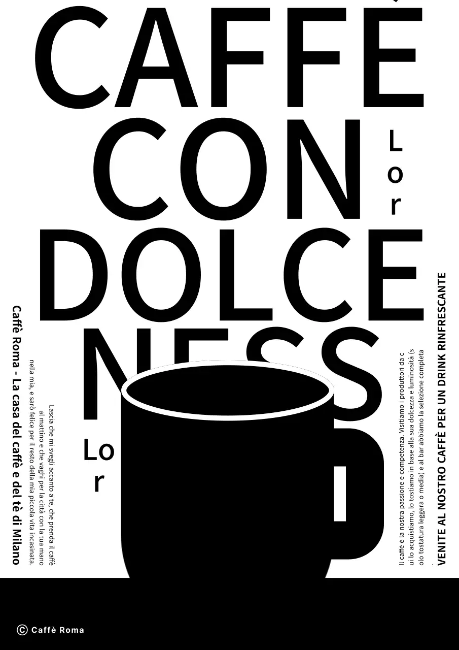 Manifesto in bianco e nero della vetrina di un caffè