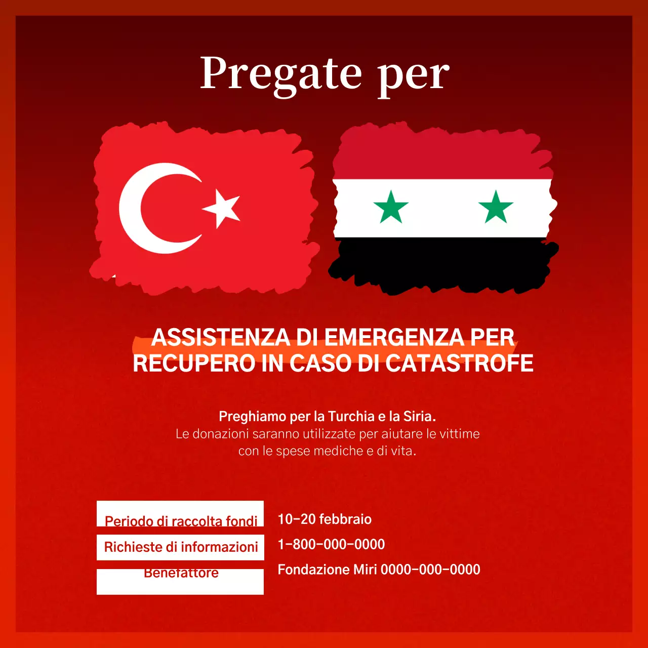 Annuncio di sponsorizzazione del soccorso con bandiera rossa