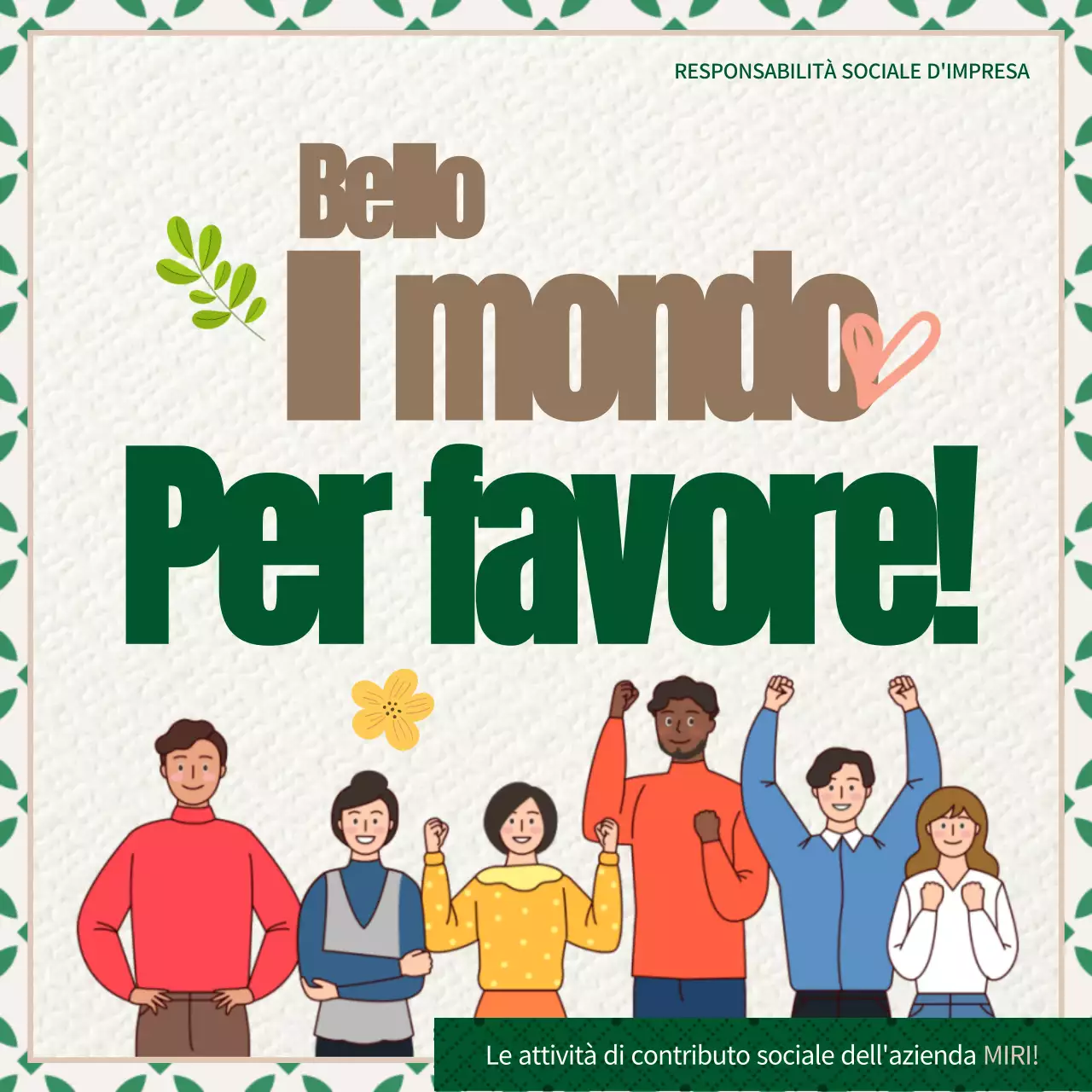 La responsabilità sociale d'impresa nelle illustrazioni in verde e marrone