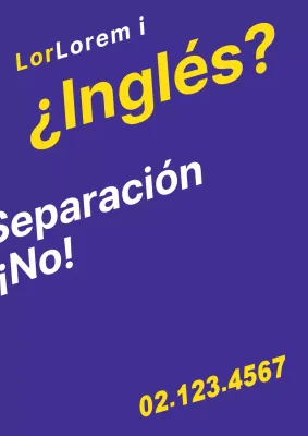 Una sencilla pieza promocional con texto en morado y amarillo