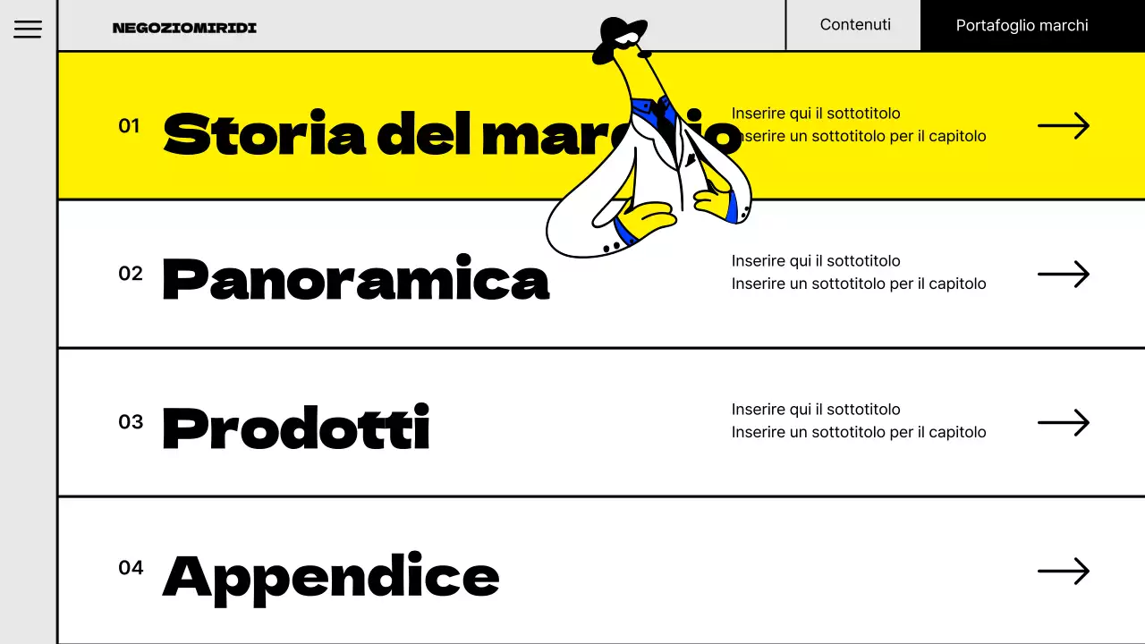 Illustrazione pop del concetto di marchio portfolio con colori fluorescenti