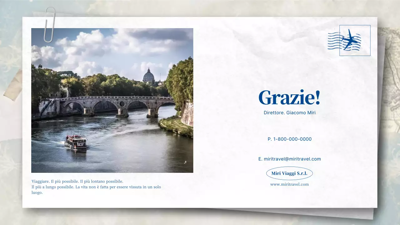 Un'agenzia di viaggi da cartolina in blu e pastello