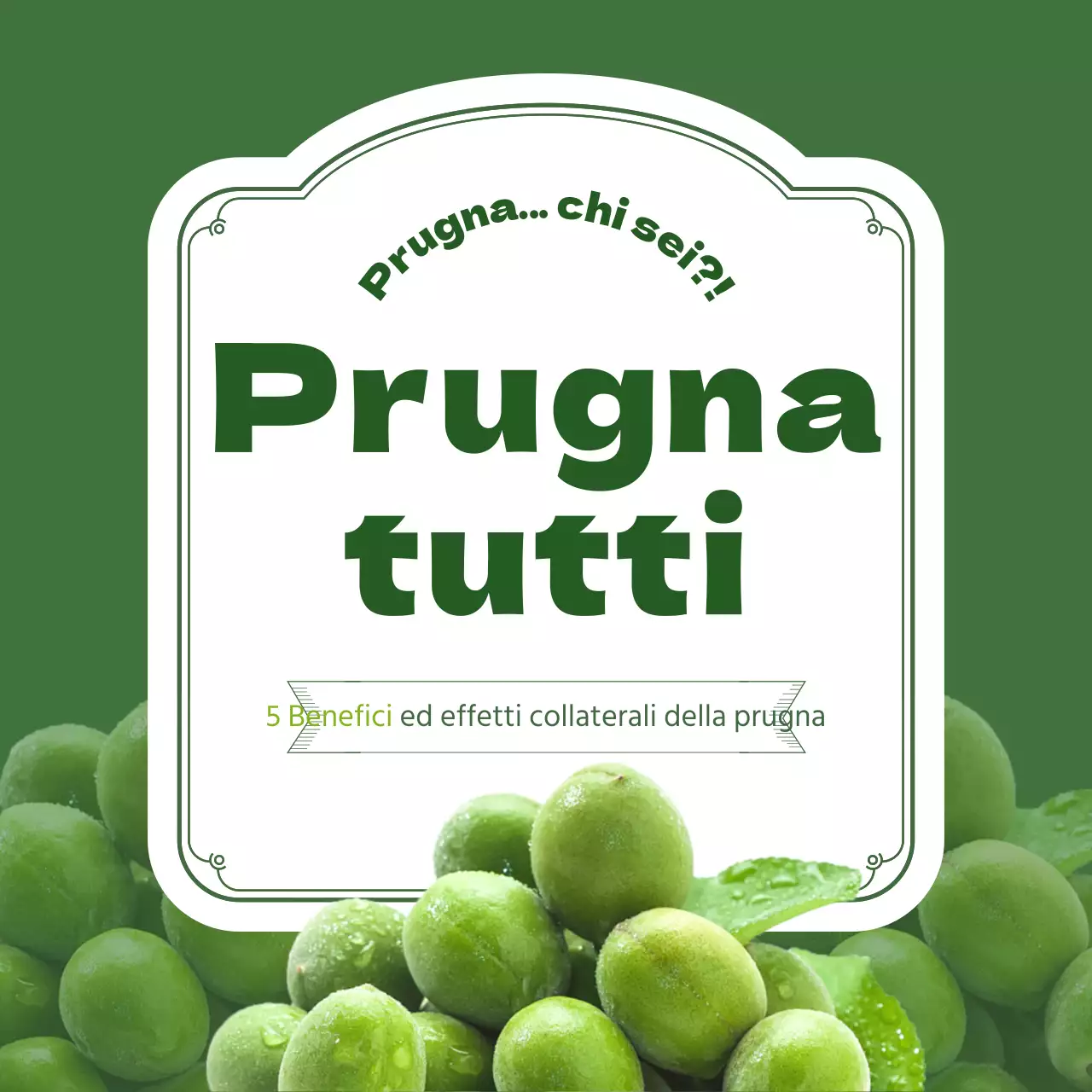 I benefici delle prugne in un ambiente verde cardnews design