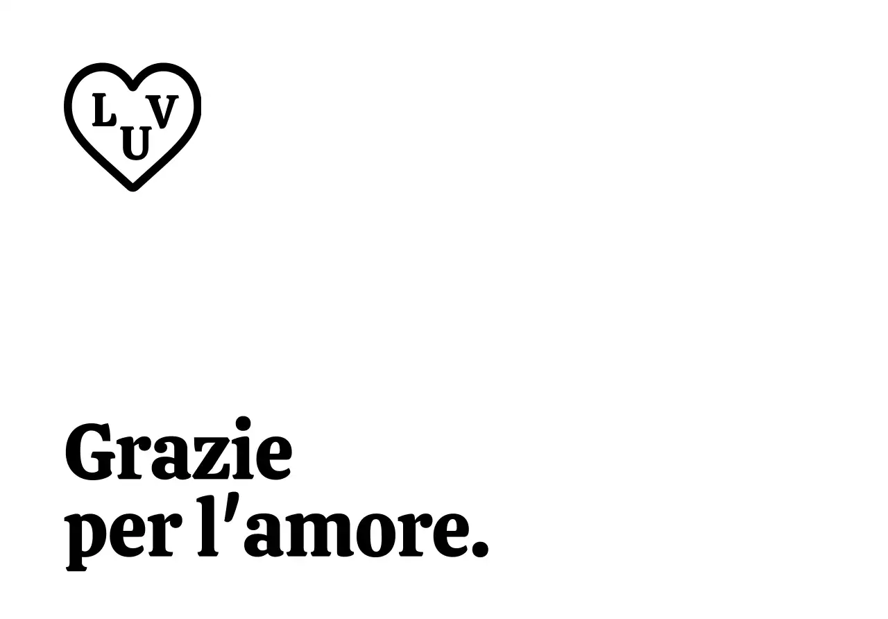 Una busta di ringraziamento semplice e di marca con testo nero e un'illustrazione a forma di cuore.