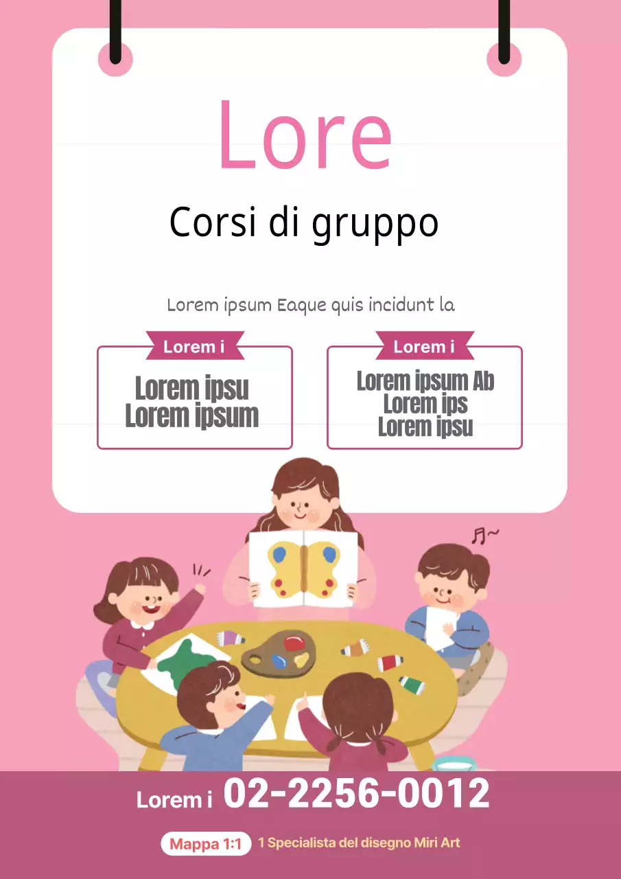Illustrazione rosa promozione scuola d'arte carina
