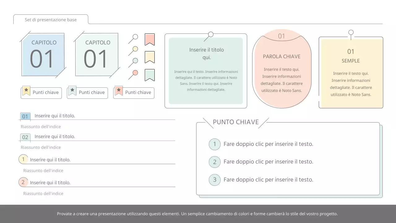 Kit di presentazione semplice ed essenziale in colori pastello e bianco