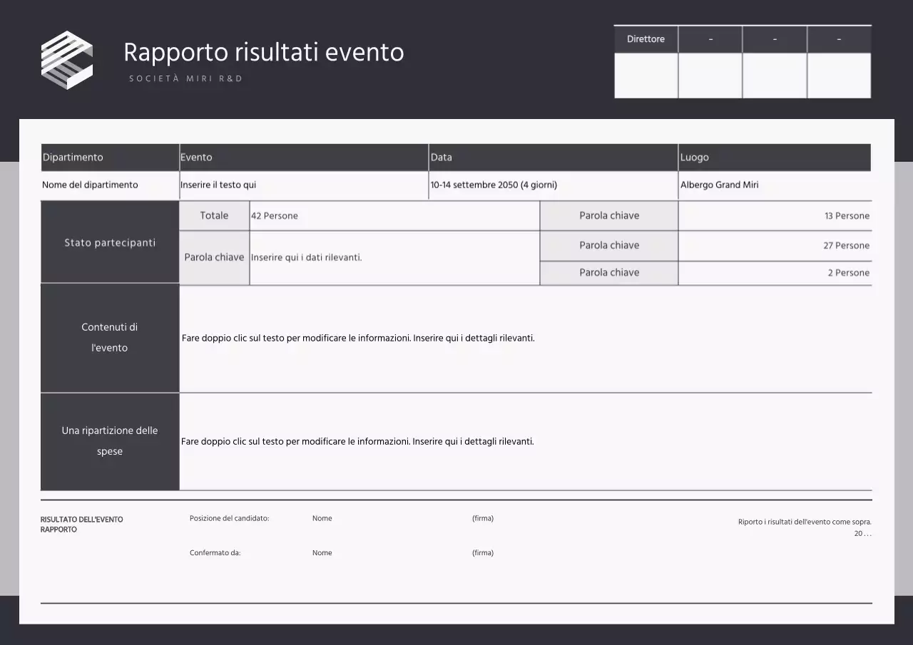 Stile semplice in nero e grigio Event Report