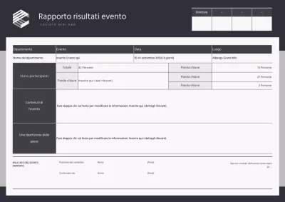 Stile semplice in nero e grigio Event Report