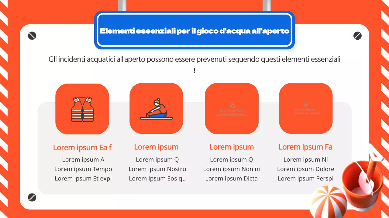 Una guida arancione e blu per la sicurezza in acqua in estate