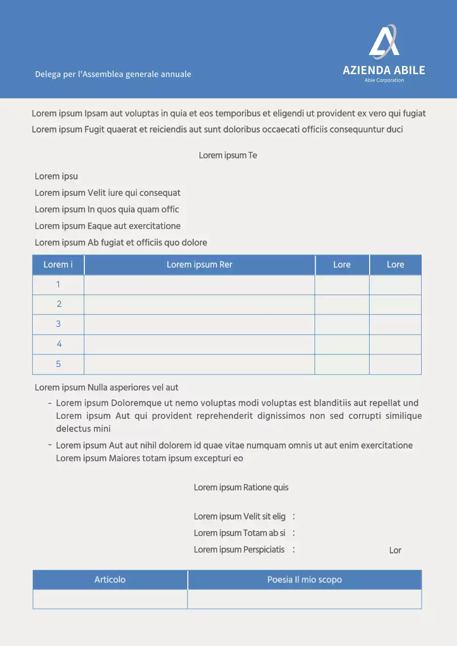 delega per l'assemblea generale degli azionisti bluetone modello di documento aziendale