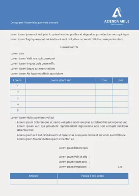 delega per l'assemblea generale degli azionisti bluetone modello di documento aziendale