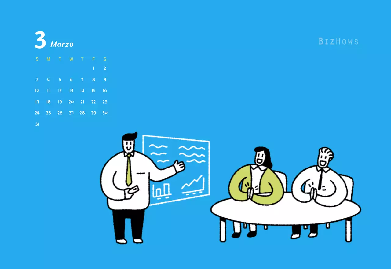 Calendario di Capodanno con simpatiche illustrazioni