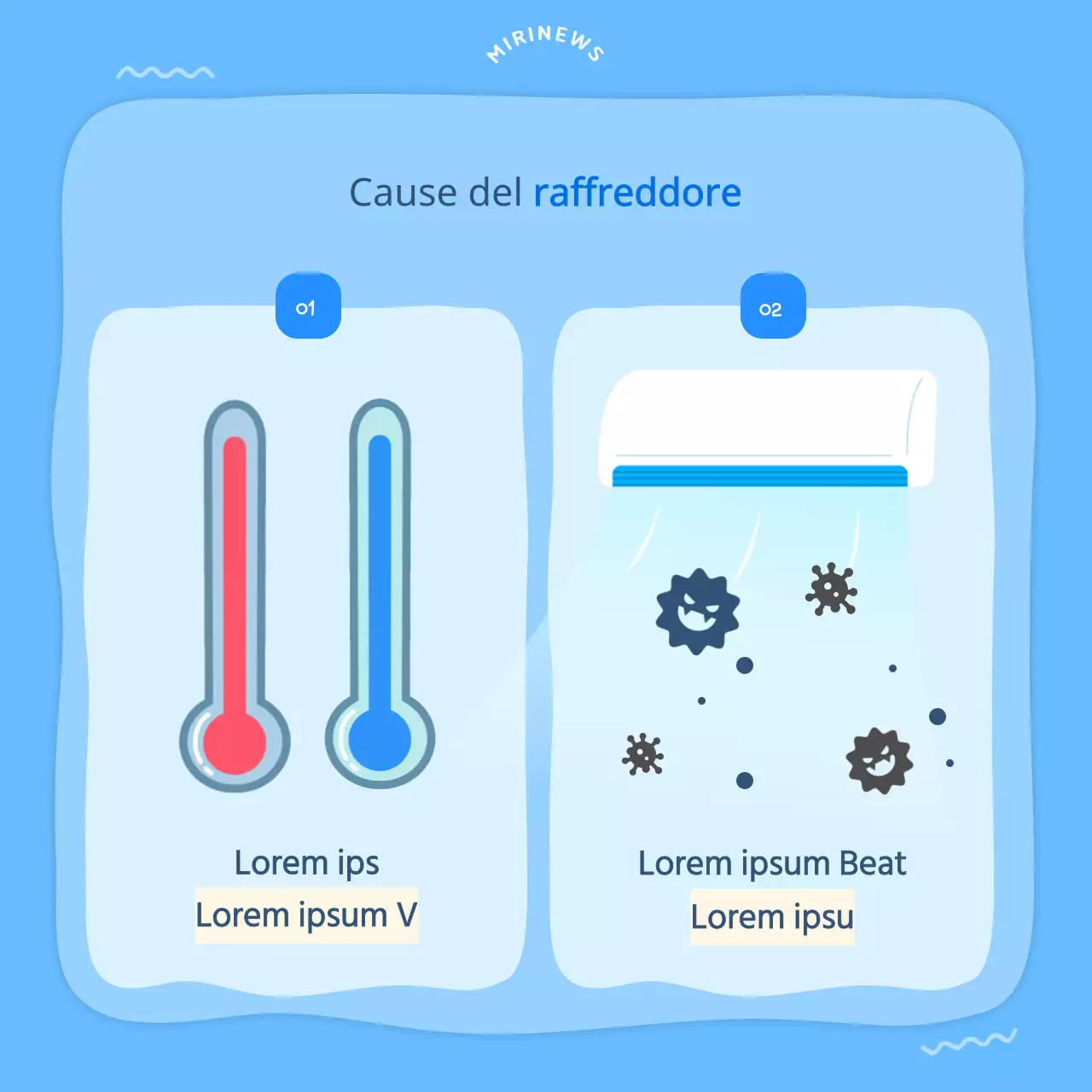 Illustrazione azzurra Come evitare di ammalarsi in estate