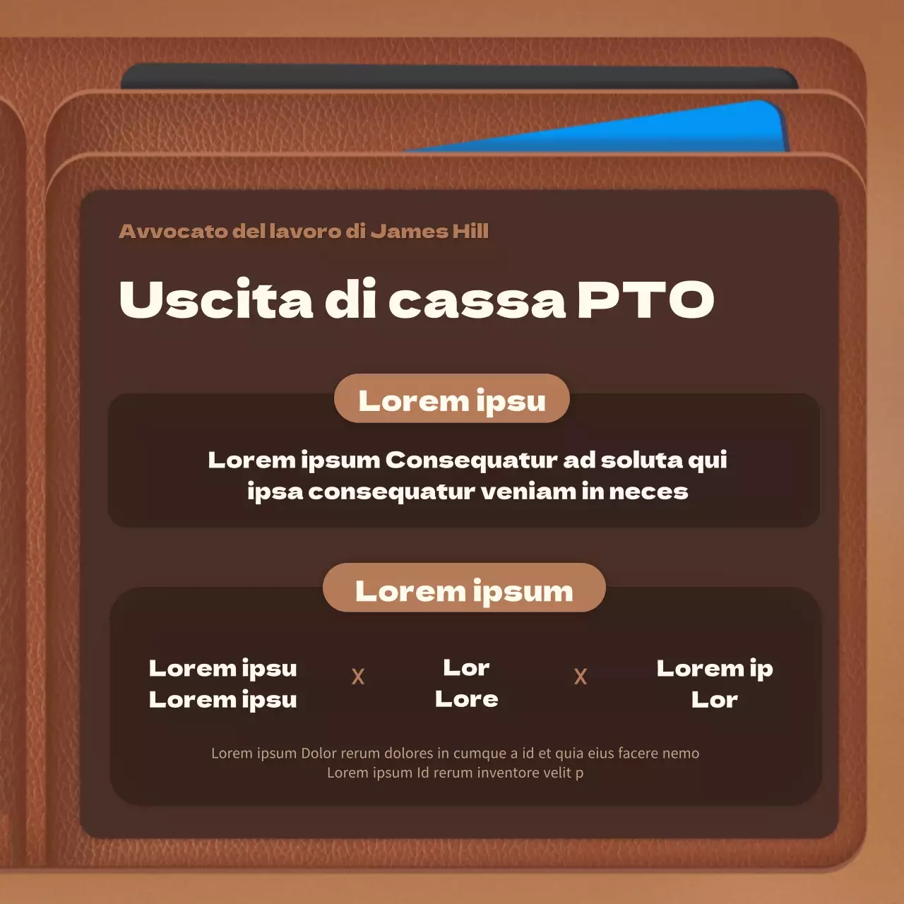 Marrone, ordinato e modificato, il cartellino promozionale dell'avvocato del lavoro di quest'anno