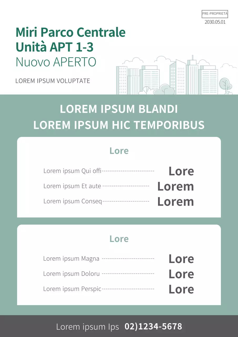 Documenti dell'annuncio di vendita di un appartamento immobiliare color menta