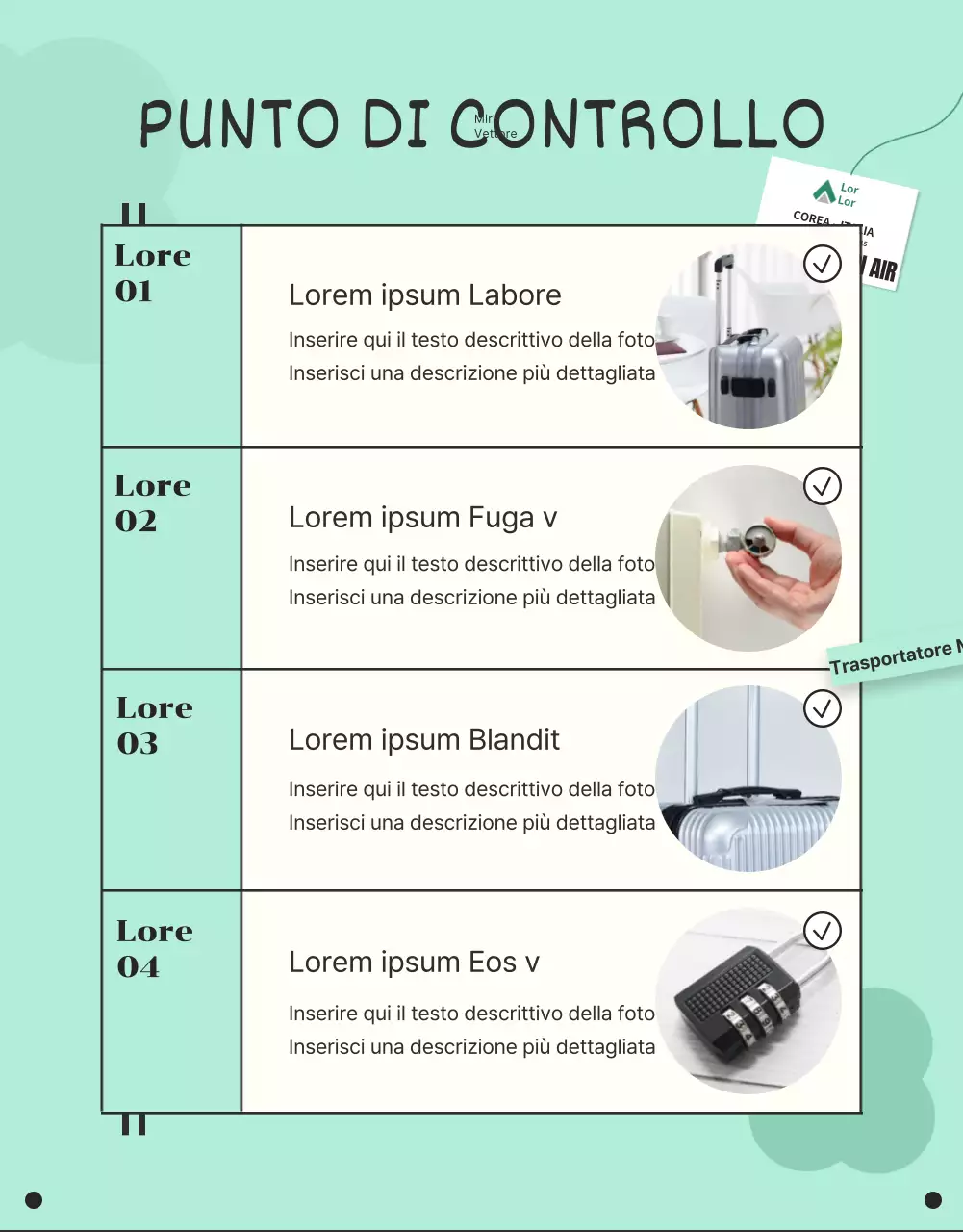 Promuovere le valigie delle vacanze con linee semplici e alla menta