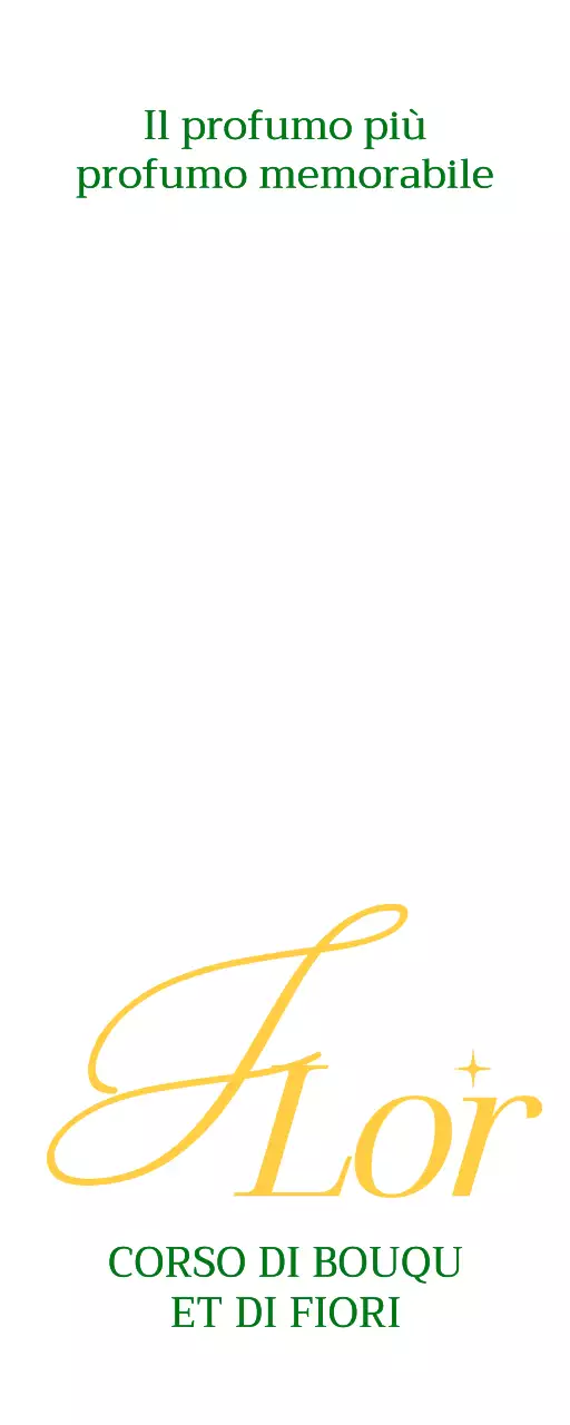 Semplice promozione di un negozio di fiori con testo verde e giallo