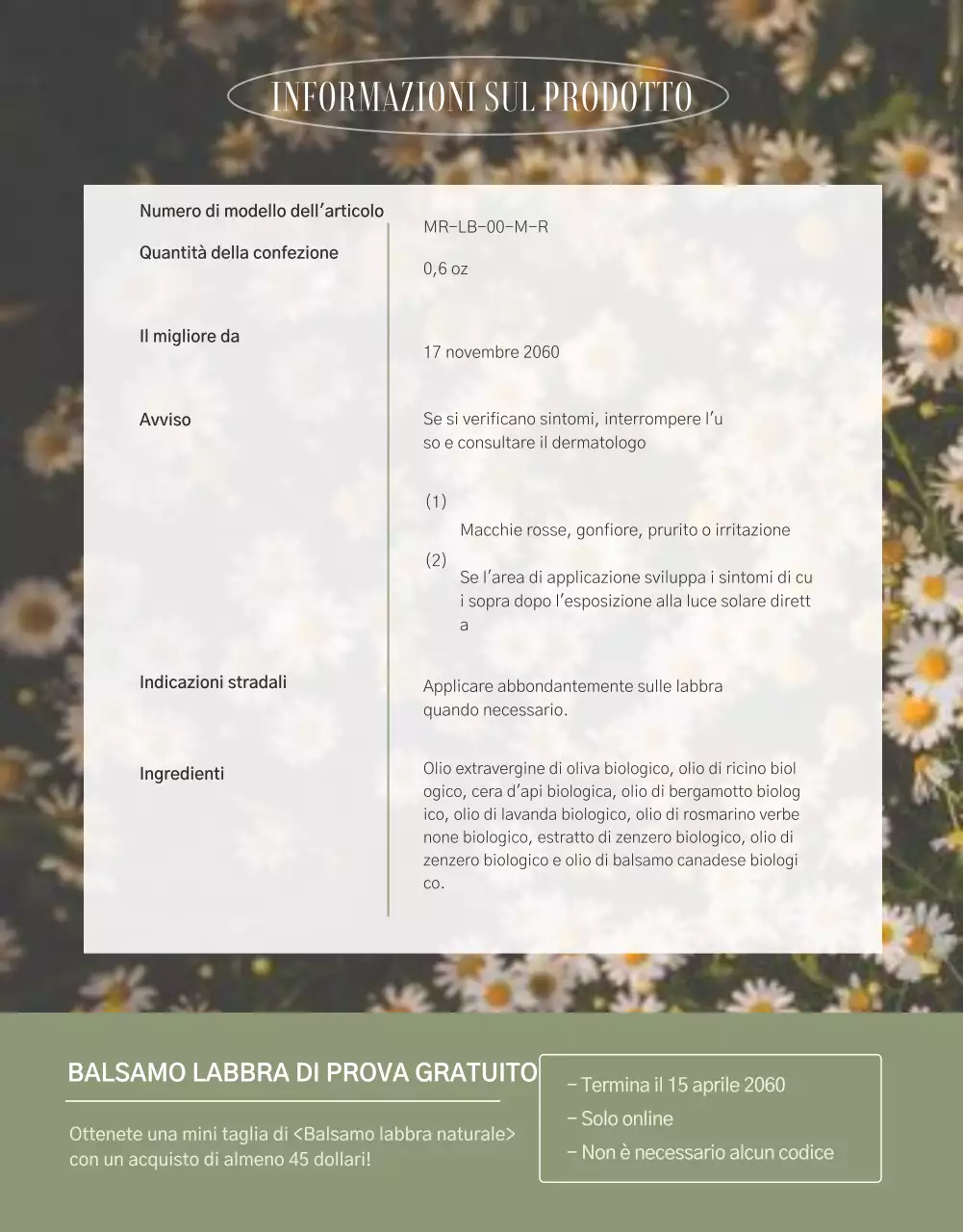 Balsamo per labbra semplice e verde