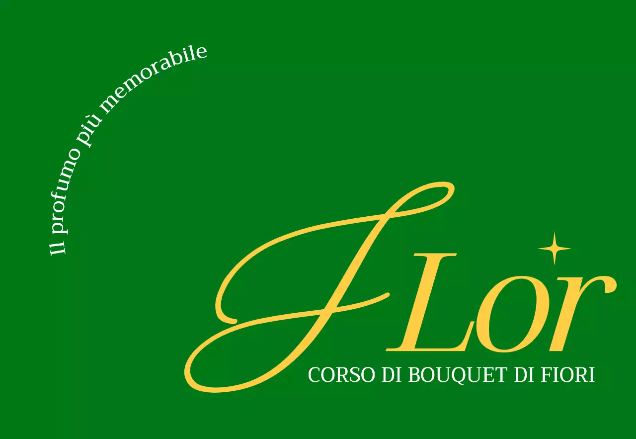 Un semplice testo verde e giallo per promuovere un negozio di fioristi