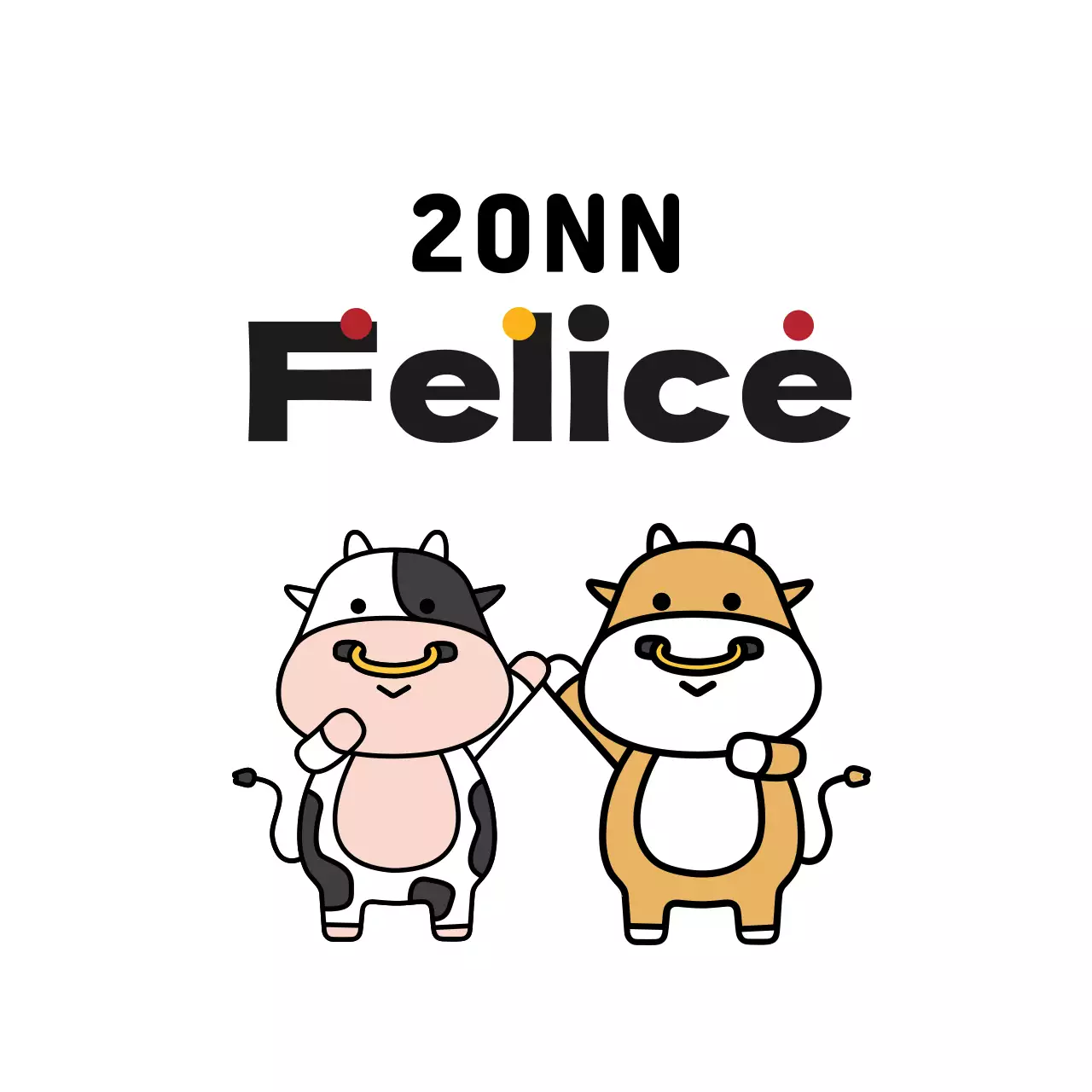 Simpatica etichetta di auguri per il nuovo anno con illustrazione bianca