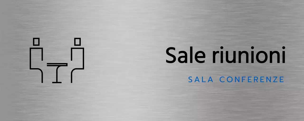 Nomi di luoghi e planimetrie aziendali con semplici icone nere e blu