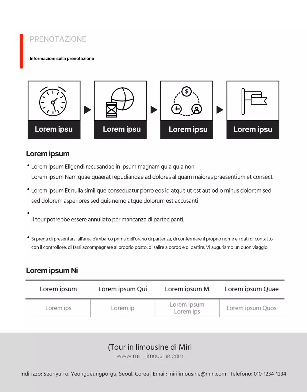 Pagina di dettaglio della promozione limousine semplice e a punti rossi