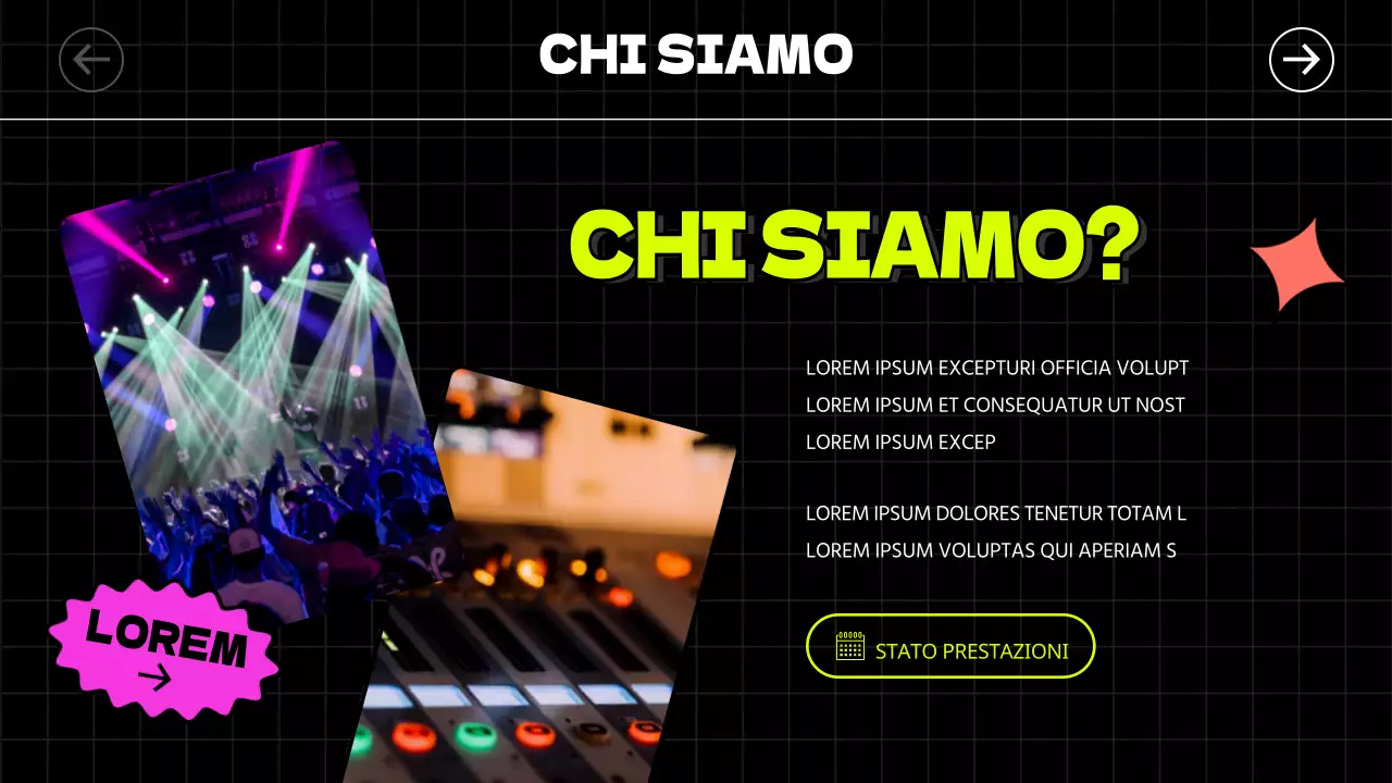 Adesivi illustrati in stile kitsch e caratteri audaci in nero e colori al neon danno un'impronta ritmica alle guide ai concerti e al noleggio.