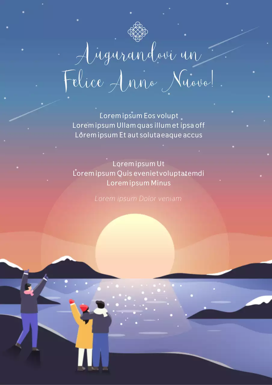 Auguri di buon anno da un cielo rosso