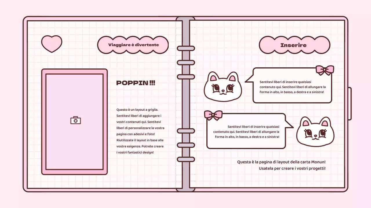 Simpatico kit di presentazione del concetto di agenda in rosa