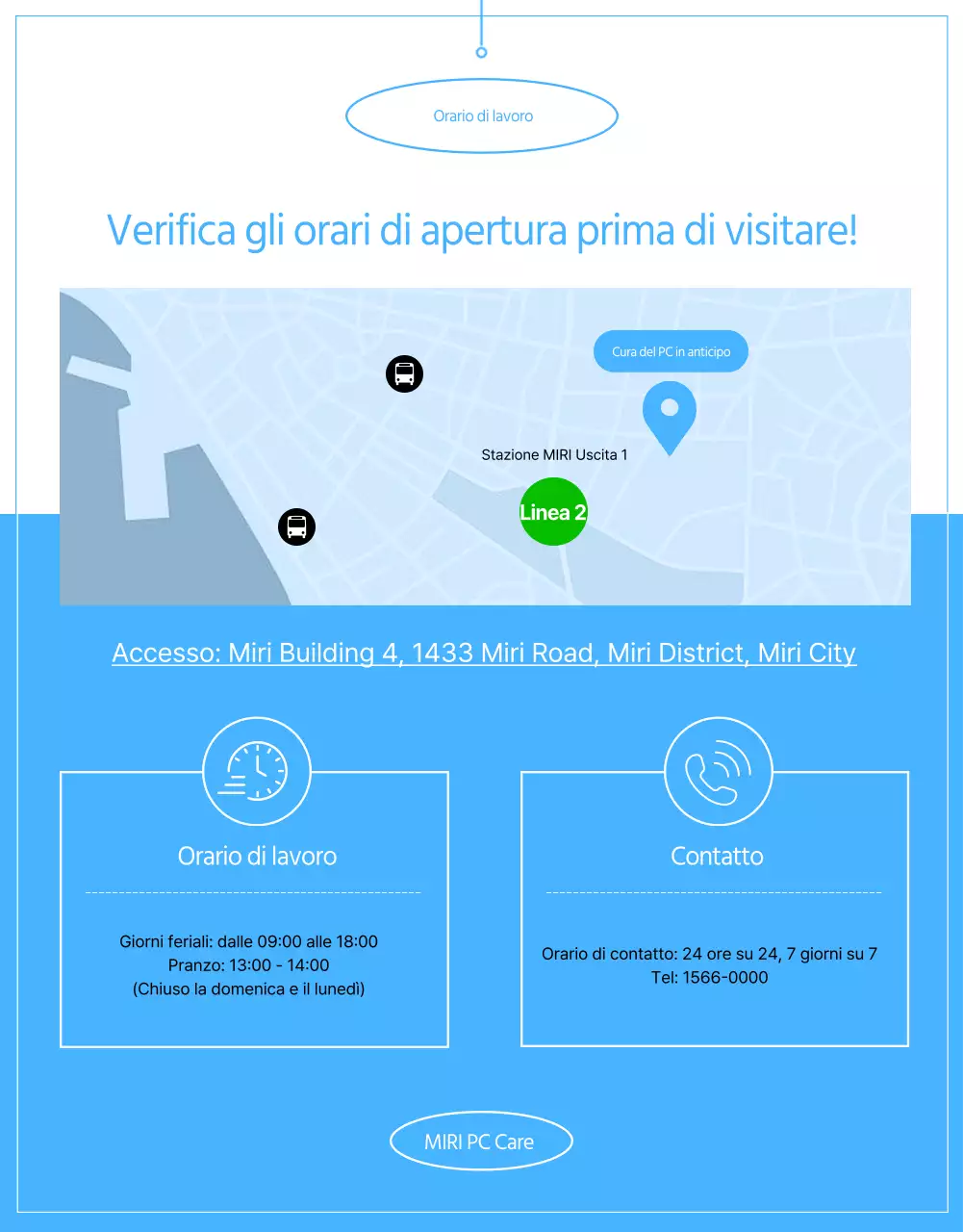 Promuovete i vostri centri di riparazione e servizi con un look pulito e blu.