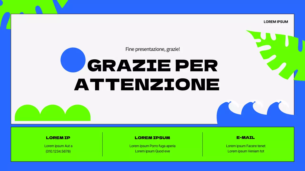 Breve promozionale estivo con tonalità di blu e fluorescenti