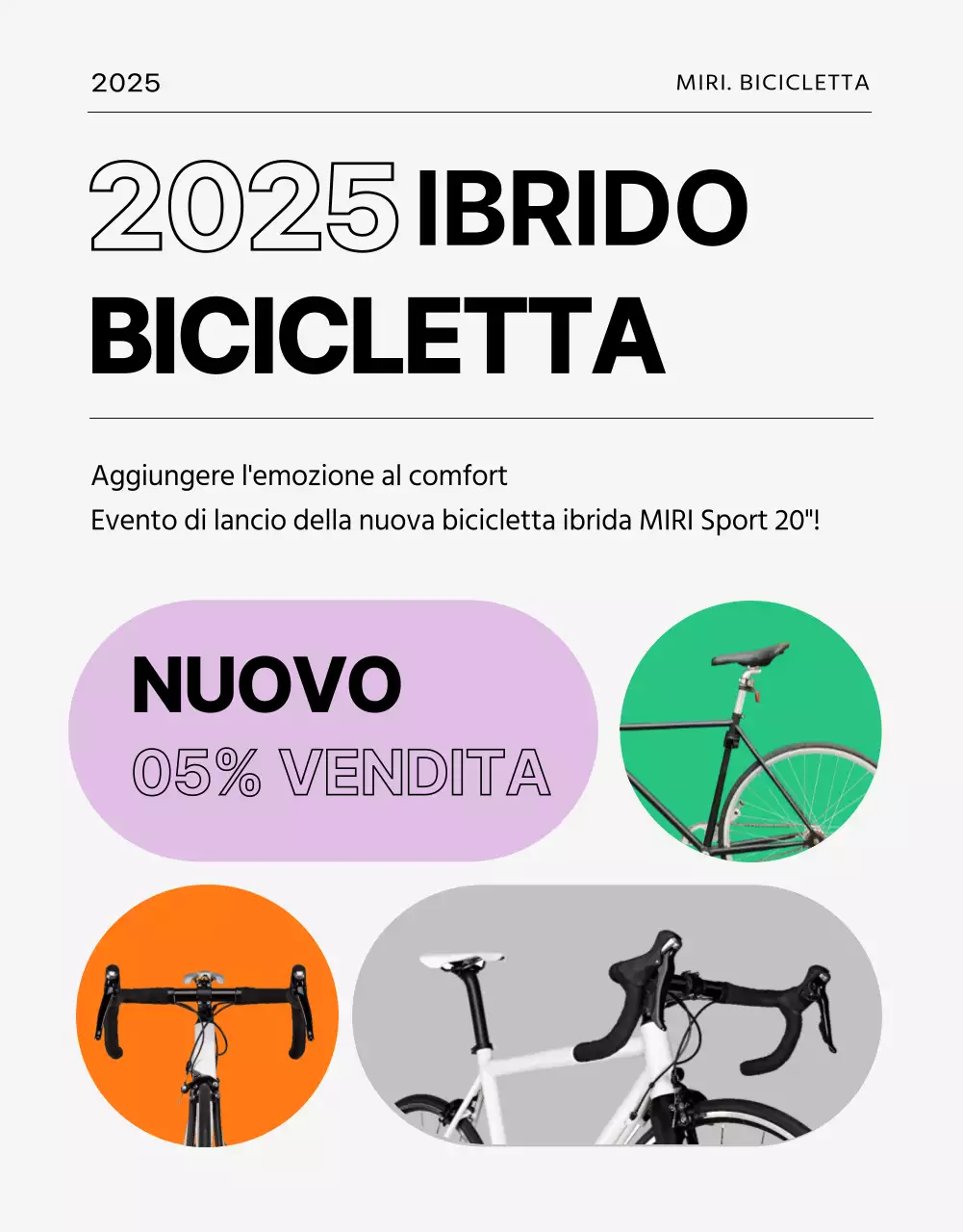Evento ciclistico con sfondo grigio e linee pulite