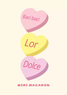 Simpatico poster promozionale di un caffè macaron giallo e rosa