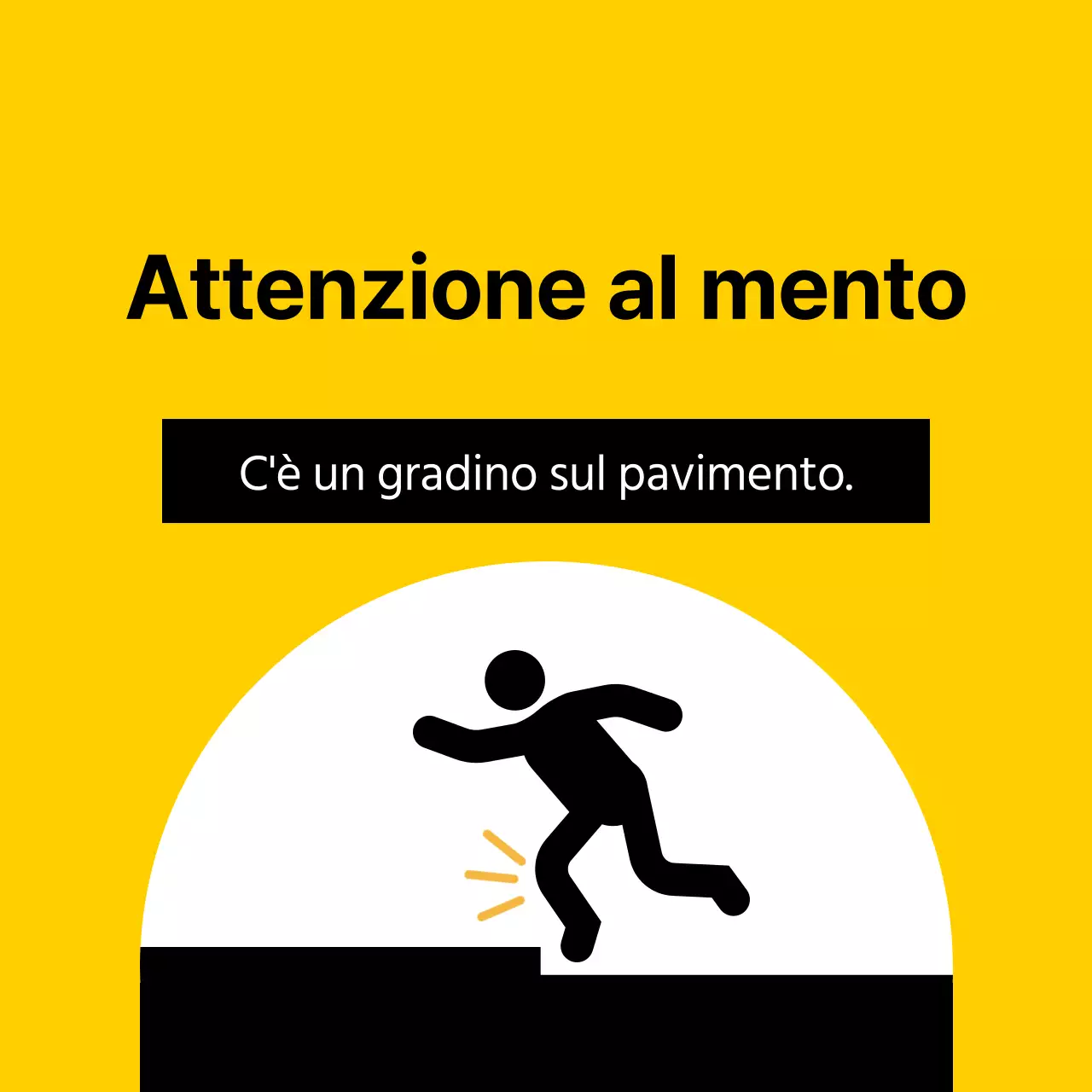 Un'avvertenza evidente con un pittogramma umano rosso e nero