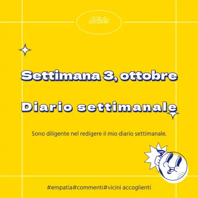 Copertina kitsch dell'agenda settimanale gialla e blu