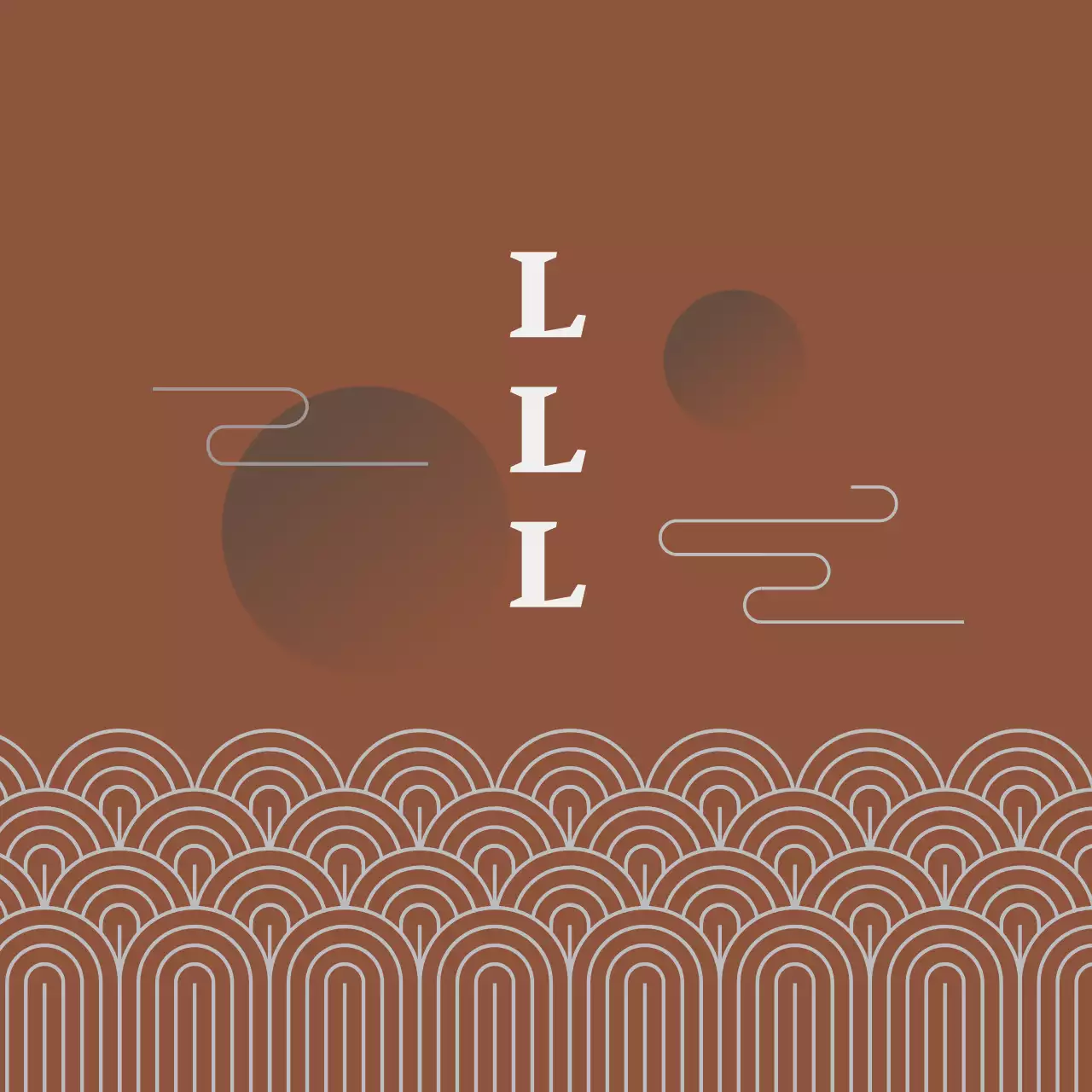 Illustrazione marrone dell'etichetta tradizionale orientale di alimenti salutari