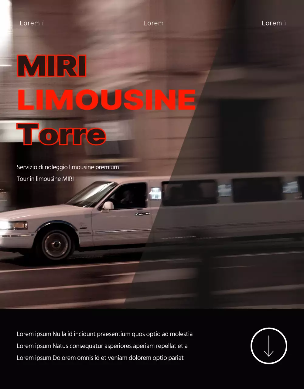 Pagina di dettaglio della promozione limousine semplice e a punti rossi