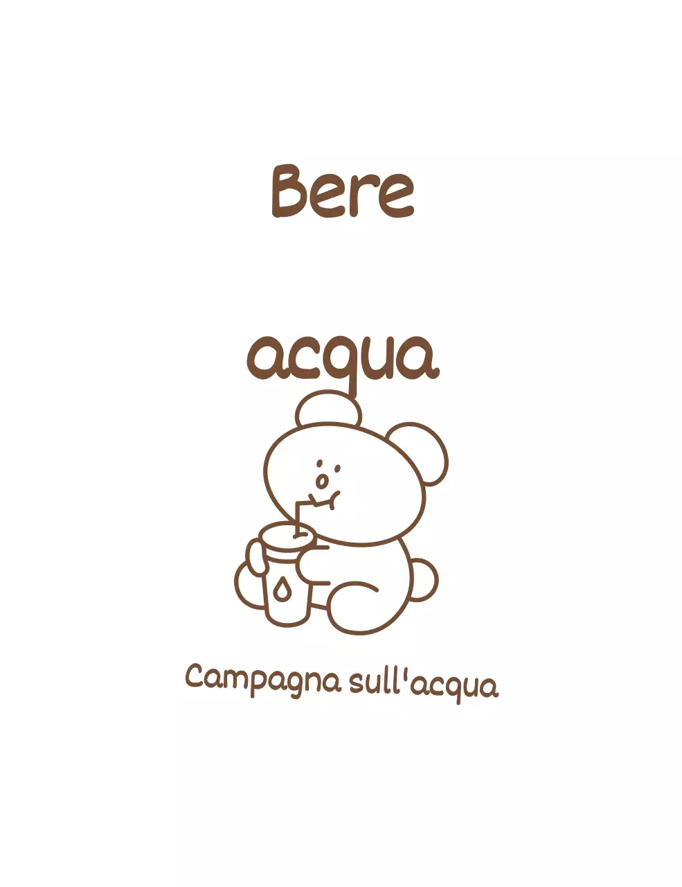 Una campagna per bere acqua con una simpatica e semplice illustrazione di un orso bruno