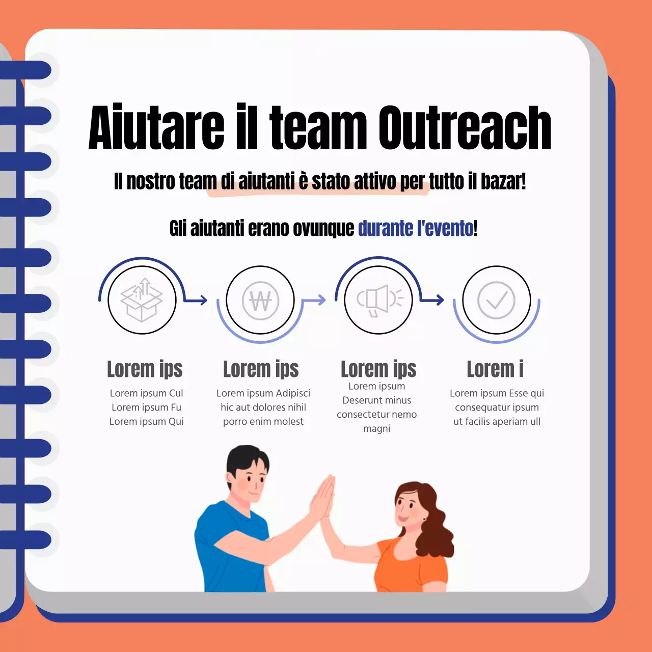 Rapporto sul bazar arancione e blu