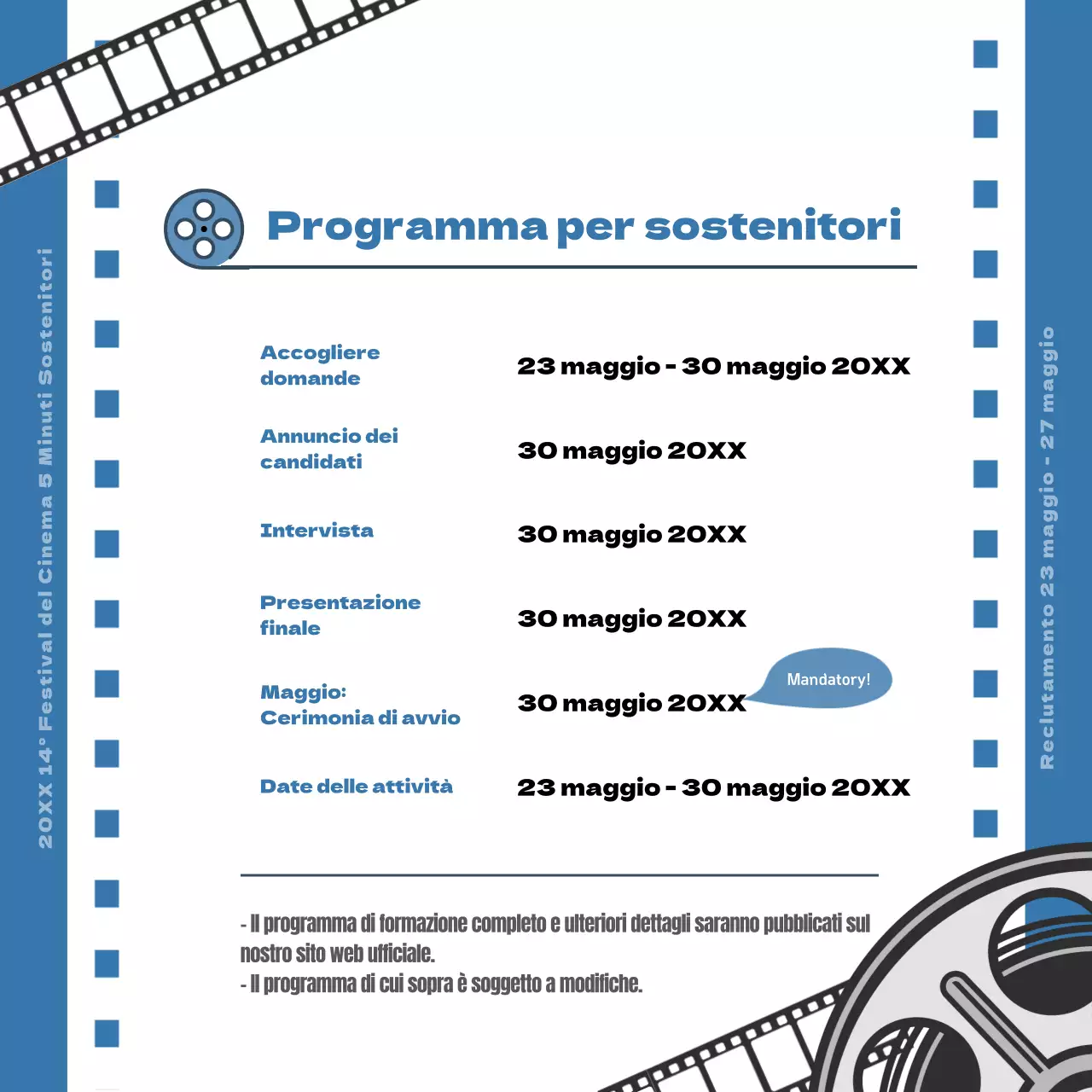 Invito ai sostenitori per il Blue Film Concept Film Festival