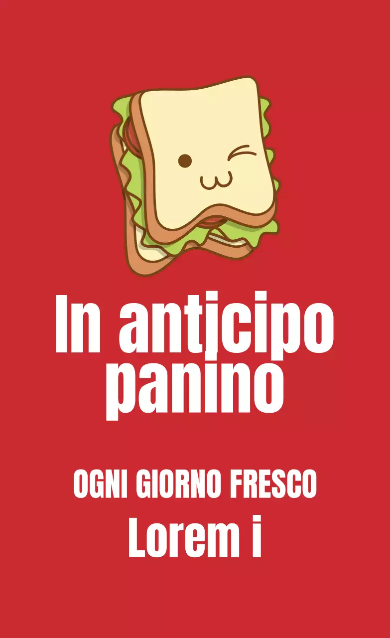 Etichetta a sandwich illustrata in rosso