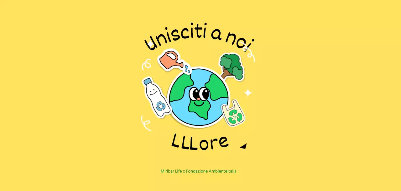 Simpatica illustrazione ambientale gialla per la campagna Save the Planet
