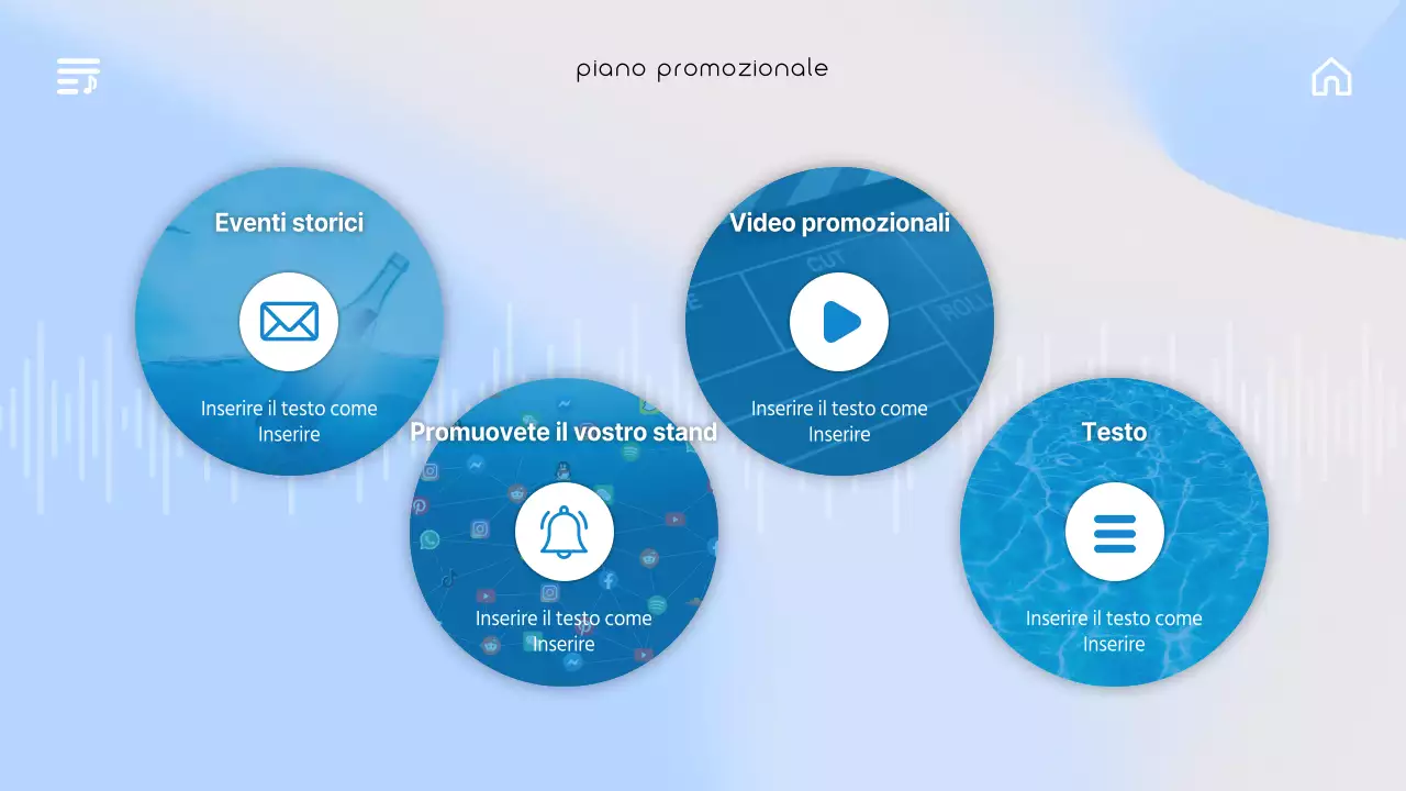 Una brochure emozionale per concerti con uno stile UI musicale a gradiente blu